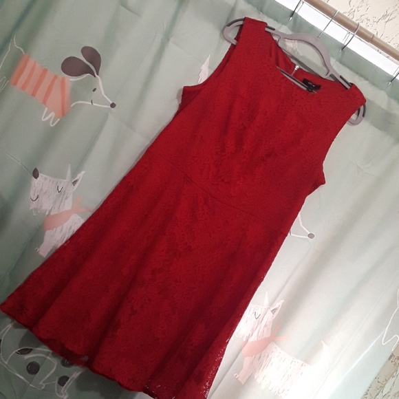 Apt. 9 Dresses & Skirts - Celebrate The ♥️ 🤍 💙 W/THIS RED LACE FLORAL DRESS APT.9 SZ 14